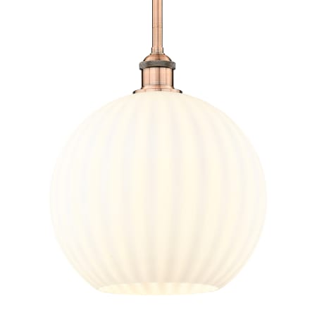 A large image of the Innovations Lighting 616-1S 13 12 White Venetian Pendant Antique Copper