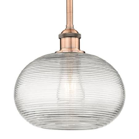 A large image of the Innovations Lighting 616-1S 9 10 Ithaca Pendant Antique Copper