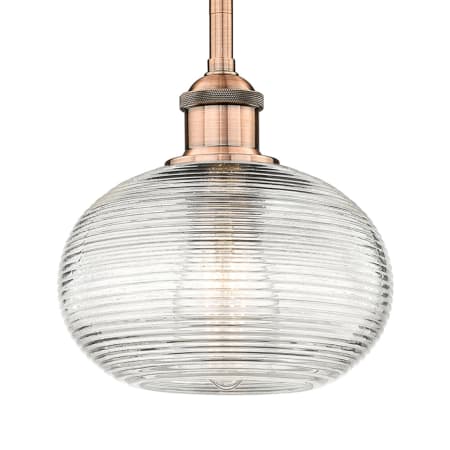 A large image of the Innovations Lighting 616-1S 8 8 Ithaca Pendant Antique Copper