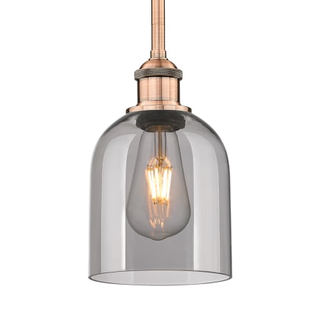 A large image of the Innovations Lighting 616-1S 9 6 Bella Pendant Antique Copper / Light Smoke