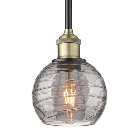 A large image of the Innovations Lighting 616-1S 8 6 Athens Deco Swirl Pendant Black Antique Brass