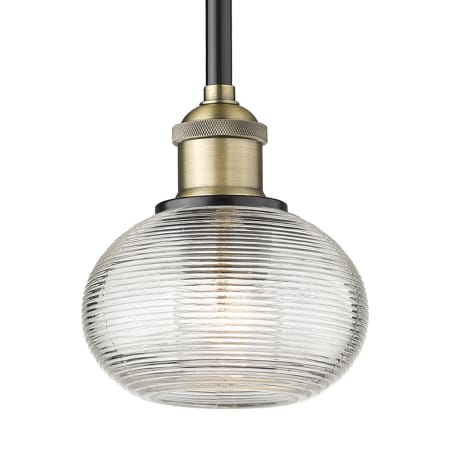 A large image of the Innovations Lighting 616-1S 7 6 Ithaca Pendant Black Antique Brass