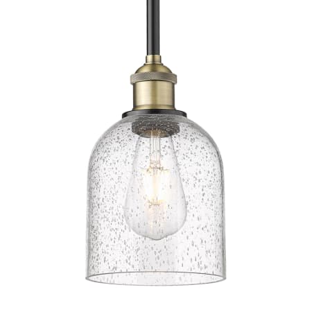 A large image of the Innovations Lighting 616-1S 9 6 Bella Pendant Black Antique Brass / Seedy