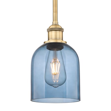 A large image of the Innovations Lighting 616-1S 9 6 Bella Pendant Brushed Brass / Princess Blue