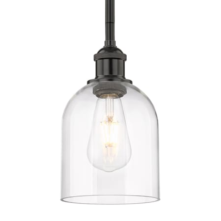 A large image of the Innovations Lighting 616-1S 9 6 Bella Pendant Matte Black / Clear