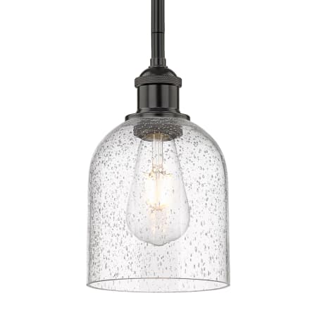 A large image of the Innovations Lighting 616-1S 9 6 Bella Pendant Matte Black / Seedy