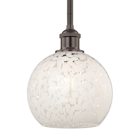A large image of the Innovations Lighting 616-1S 10 8 White Mouchette Pendant Oil Rubbed Bronze
