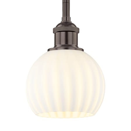 A large image of the Innovations Lighting 616-1S 8 6 White Venetian Pendant Oil Rubbed Bronze