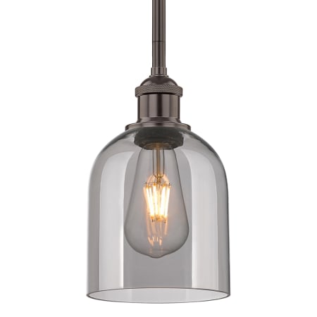 A large image of the Innovations Lighting 616-1S 9 6 Bella Pendant Oil Rubbed Bronze / Light Smoke