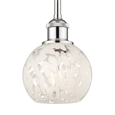A large image of the Innovations Lighting 616-1S 8 6 White Mouchette Pendant Polished Chrome