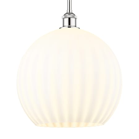 A large image of the Innovations Lighting 616-1S 16 14 White Venetian Pendant Polished Chrome