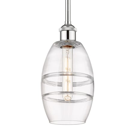 A large image of the Innovations Lighting 616-1S 8 6 Vaz Pendant Polished Chrome / Clear