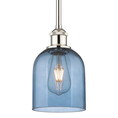 A large image of the Innovations Lighting 616-1S 9 6 Bella Pendant Polished Nickel / Princess Blue