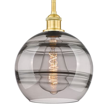 A large image of the Innovations Lighting 616-1S 11 10 Rochester Pendant Satin Gold / Light Smoke