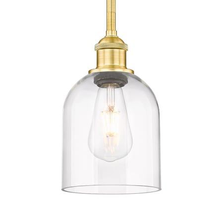 A large image of the Innovations Lighting 616-1S 9 6 Bella Pendant Satin Gold / Clear