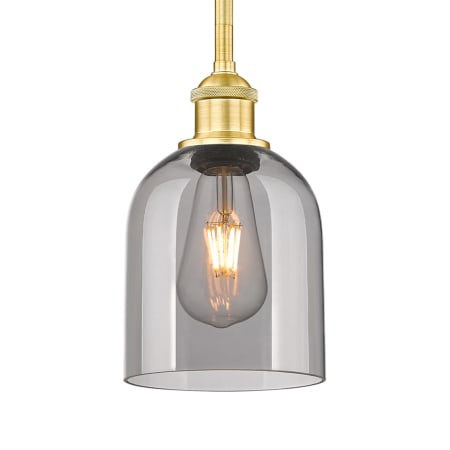 A large image of the Innovations Lighting 616-1S 9 6 Bella Pendant Satin Gold / Light Smoke