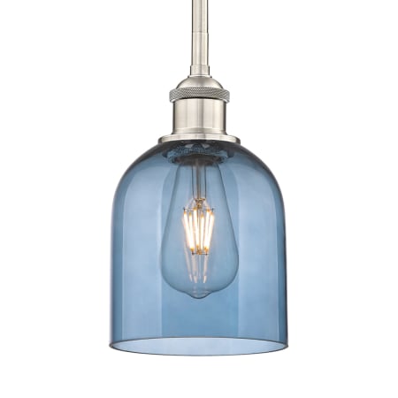 A large image of the Innovations Lighting 616-1S 9 6 Bella Pendant Brushed Satin Nickel / Princess Blue