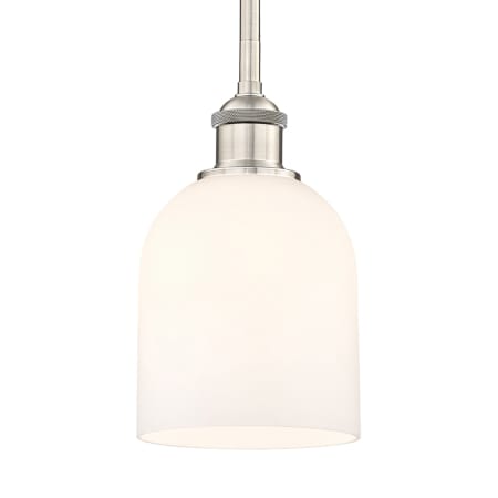 A large image of the Innovations Lighting 616-1S 9 6 Bella Pendant Brushed Satin Nickel / Glossy White