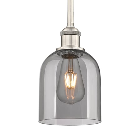 A large image of the Innovations Lighting 616-1S 9 6 Bella Pendant Brushed Satin Nickel / Light Smoke