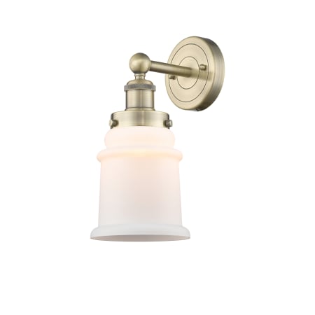 A large image of the Innovations Lighting 616-1W-13-6 Canton Sconce Antique Brass / Matte White