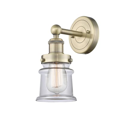 A large image of the Innovations Lighting 616-1W-11-6 Canton Sconce Antique Brass / Clear