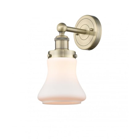 A large image of the Innovations Lighting 616-1W-10-7 Bellmont Sconce Antique Brass / Matte White