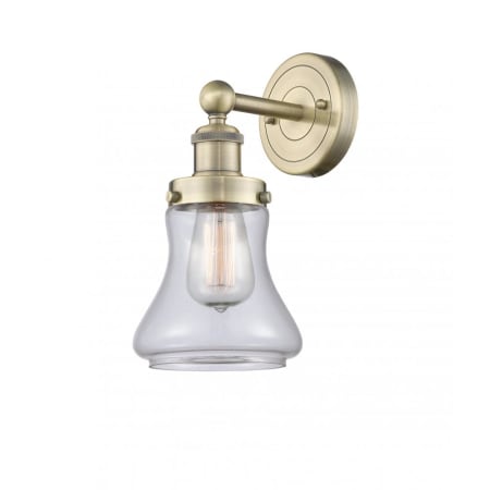 A large image of the Innovations Lighting 616-1W-10-7 Bellmont Sconce Antique Brass / Clear