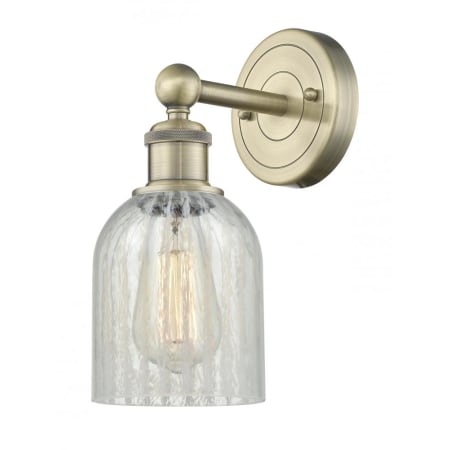 A large image of the Innovations Lighting 616-1W-12-5 Caledonia Sconce Antique Brass / Mouchette