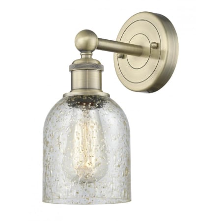 A large image of the Innovations Lighting 616-1W-12-5 Caledonia Sconce Antique Brass / Mica