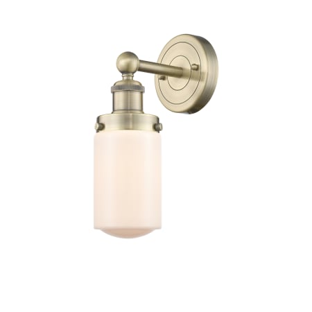 A large image of the Innovations Lighting 616-1W-10-7 Dover Sconce Antique Brass / Matte White