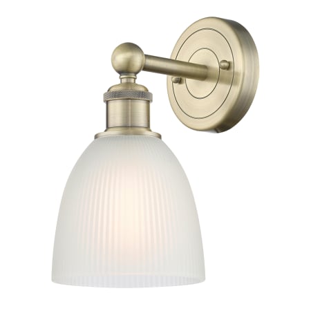 A large image of the Innovations Lighting 616-1W-12-6 Castile Sconce Antique Brass / White