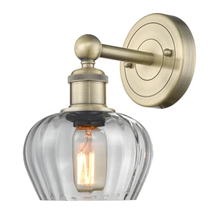 A large image of the Innovations Lighting 616-1W-10-7 Fenton Sconce Antique Brass / Clear