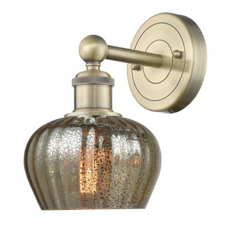 A large image of the Innovations Lighting 616-1W-10-7 Fenton Sconce Antique Brass / Mercury