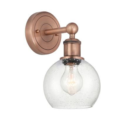 A large image of the Innovations Lighting 616-1W-11-6 Athens Sconce Antique Copper / Seedy