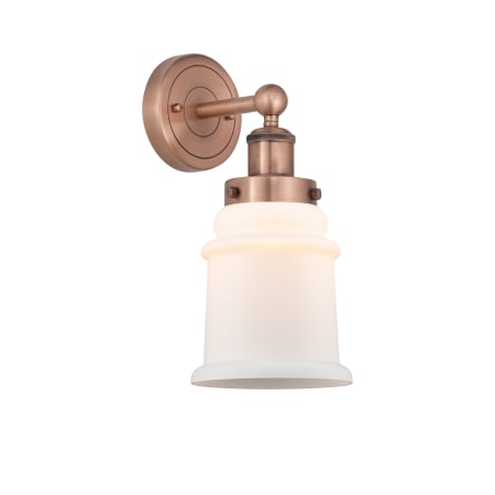 A large image of the Innovations Lighting 616-1W-13-6 Canton Sconce Antique Copper / Matte White