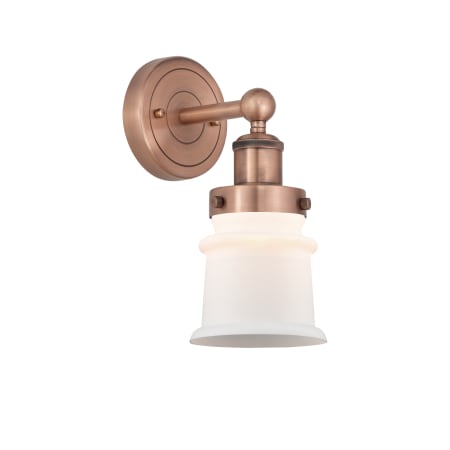 A large image of the Innovations Lighting 616-1W-11-6 Canton Sconce Antique Copper / Matte White