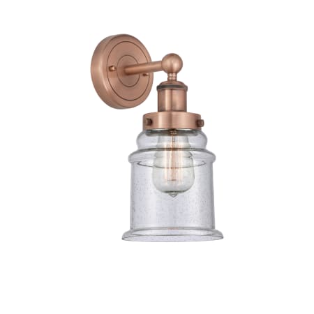 A large image of the Innovations Lighting 616-1W-13-6 Canton Sconce Antique Copper / Seedy