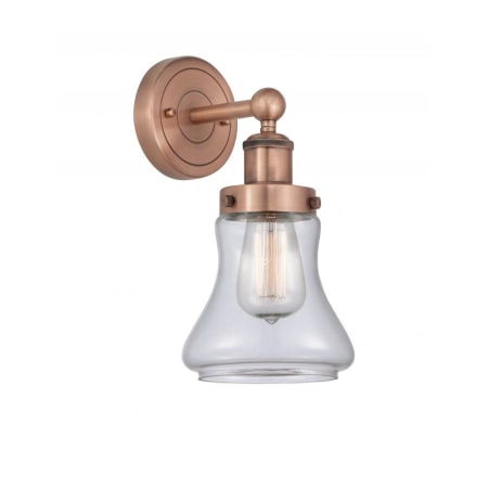 A large image of the Innovations Lighting 616-1W-10-7 Bellmont Sconce Antique Copper / Clear