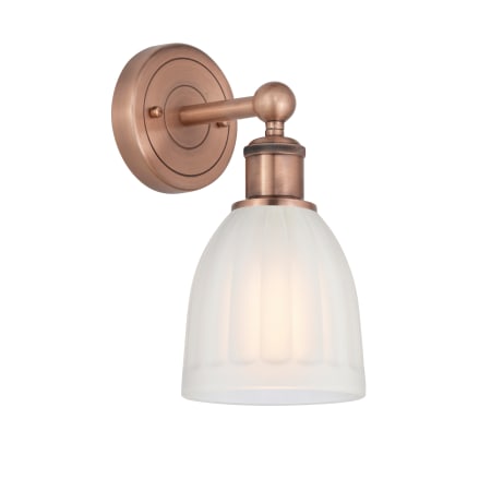 A large image of the Innovations Lighting 616-1W-12-6 Brookfield Sconce Antique Copper / White