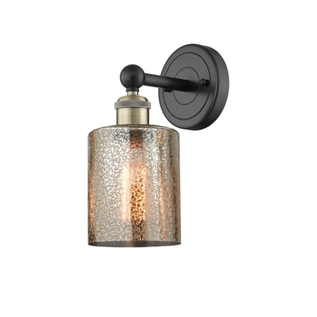 A large image of the Innovations Lighting 616-1W-12-5 Cobbleskill Sconce Black Antique Brass / Mercury