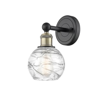 A large image of the Innovations Lighting 616-1W-11-6 Athens Deco Swirl Sconce Black Antique Brass / Clear Deco Swirl