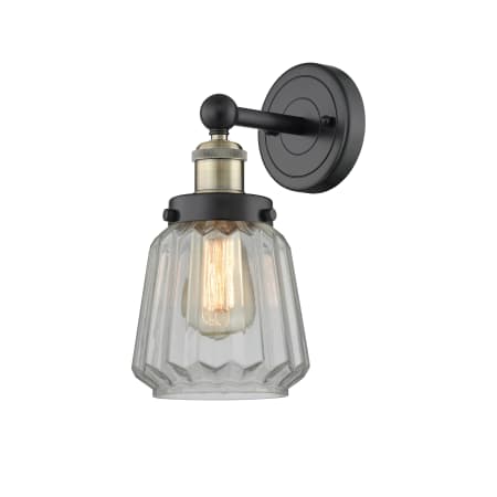 A large image of the Innovations Lighting 616-1W-10-7 Chatham Sconce Black Antique Brass / Clear
