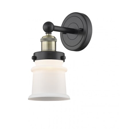 A large image of the Innovations Lighting 616-1W-11-5 Canton Sconce Black Antique Brass / Matte White