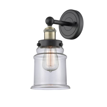 A large image of the Innovations Lighting 616-1W-13-6 Canton Sconce Black Antique Brass / Clear