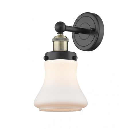 A large image of the Innovations Lighting 616-1W-10-7 Bellmont Sconce Black Antique Brass / Matte White