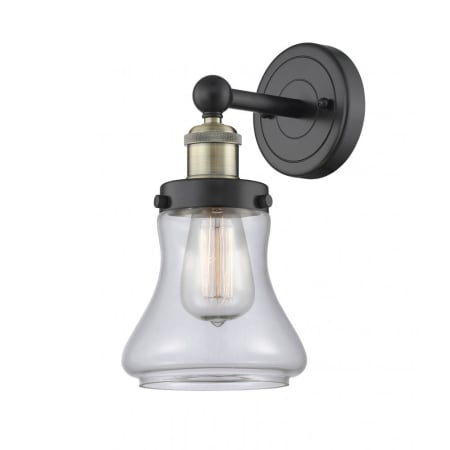 A large image of the Innovations Lighting 616-1W-10-7 Bellmont Sconce Black Antique Brass / Clear