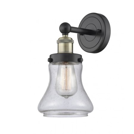 A large image of the Innovations Lighting 616-1W-10-7 Bellmont Sconce Black Antique Brass / Seedy