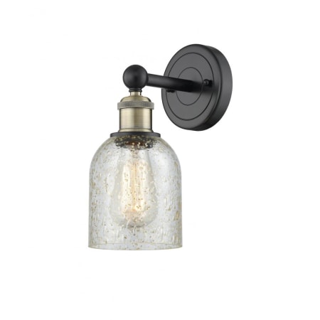 A large image of the Innovations Lighting 616-1W-12-5 Caledonia Sconce Black Antique Brass / Mica