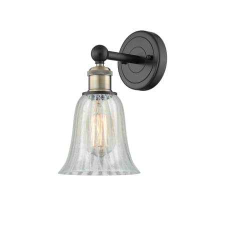 A large image of the Innovations Lighting 616-1W-14-6 Hanover Sconce Black Antique Brass / Mouchette
