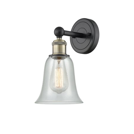 A large image of the Innovations Lighting 616-1W-14-6 Hanover Sconce Black Antique Brass / Fishnet